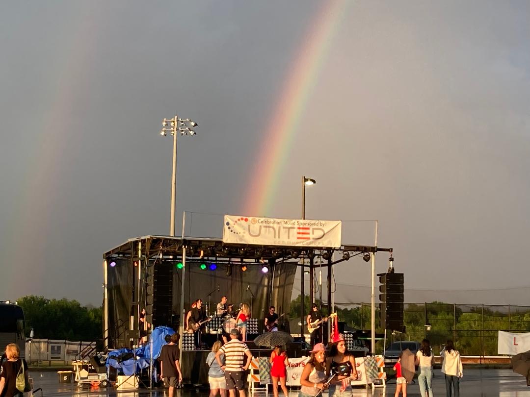 rainbow over stage